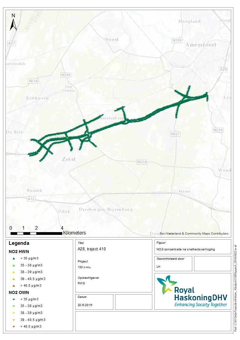 4.2.5 A28 De Uithof Den Dolder (id 410) In de bovenstaande figuur is het beoogde traject van de snelheidsverhoging weergegeven.