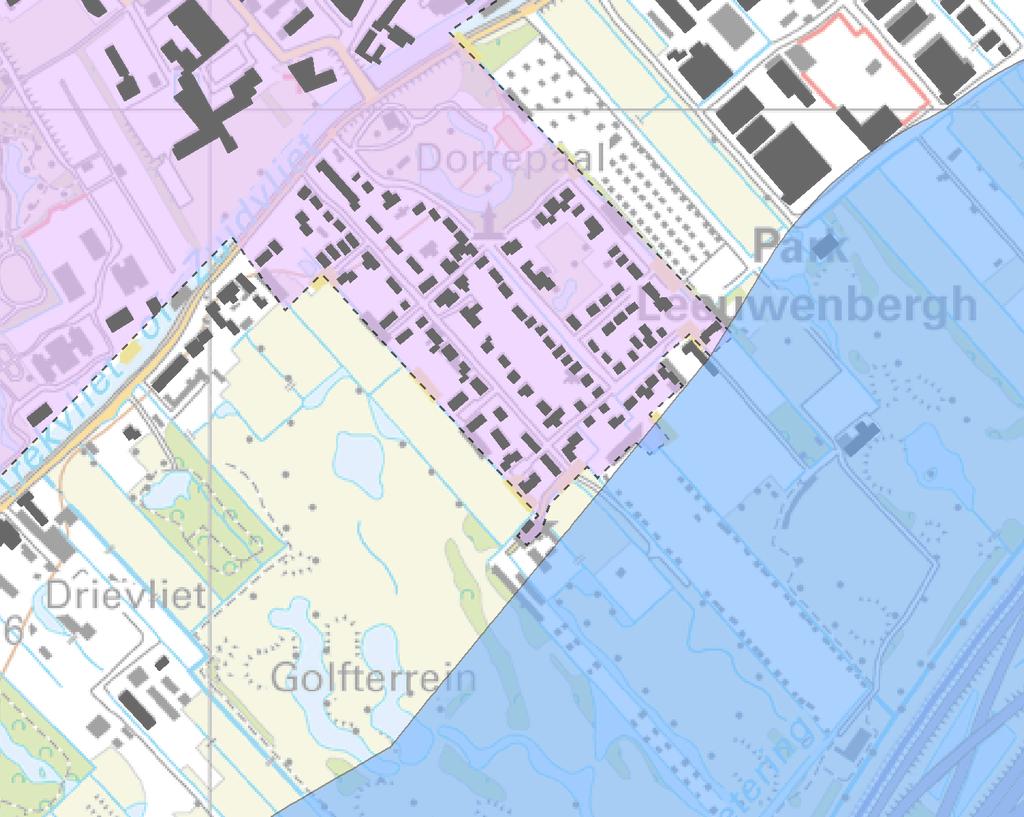 Externe veiligheid bestemmingsplannen Koningin Wilhelminalaan en Voorburg-West 14 5.2. Groepsrisico Figuur 8 toont het invloedsgebied (blauwe zone) van leiding A-517.