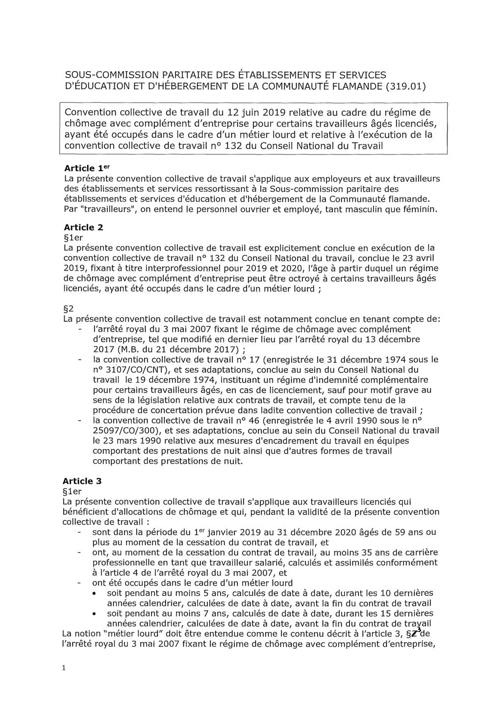SOUS-COMMISSION PARITAIRE DES ÉTABLISSEMENTS ET SERVICES D'ÉDUCATION ET D'HÉBERGEMENT DE LA COMMUNAUTÉ FLAMANDE (319.