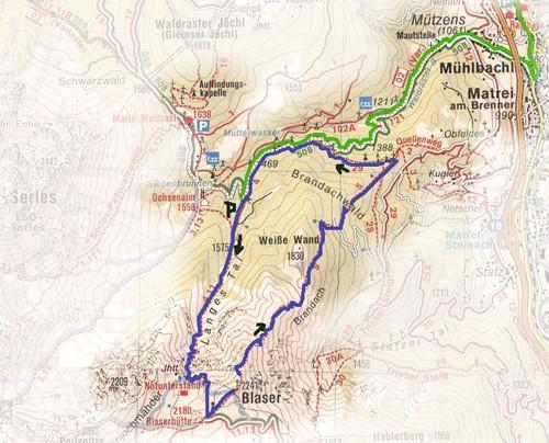 Terug kan dezelfde route worden genomen, of via een Steig (zwarte route) terug. Wij deden de Steig, maar dat was voor ons 'op het randje'.