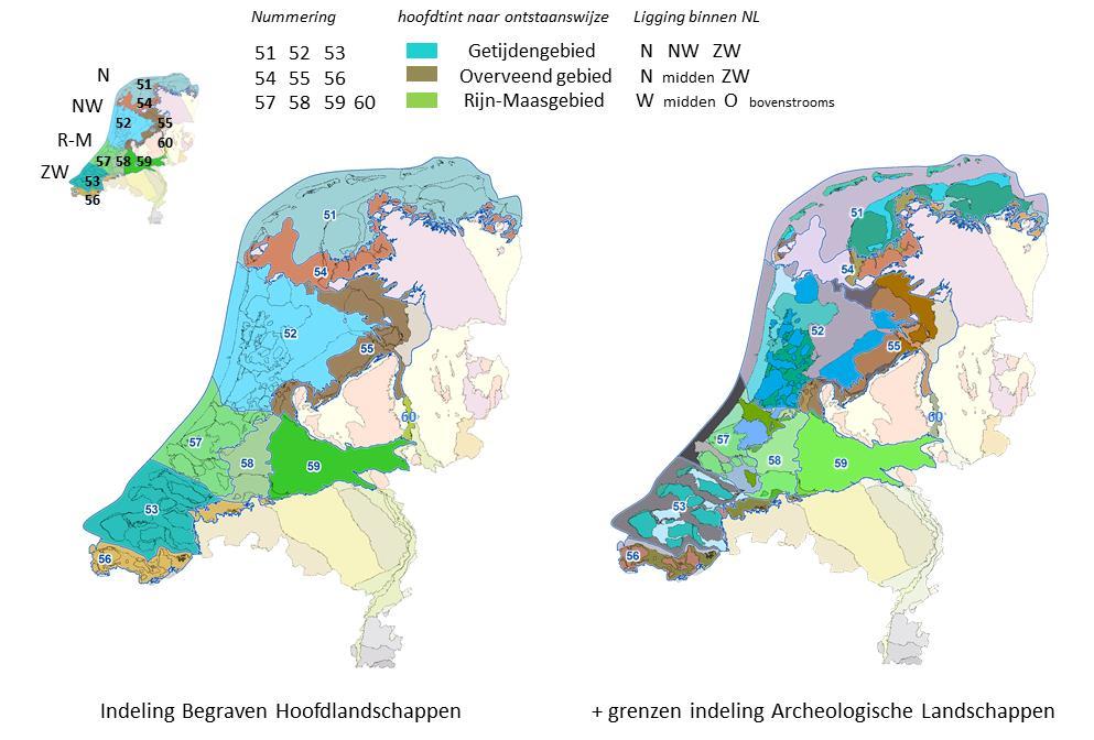 Figuur 3.2 Opdeling van het projectgebied in Begraven Hoofdlandschappen (#51-60).