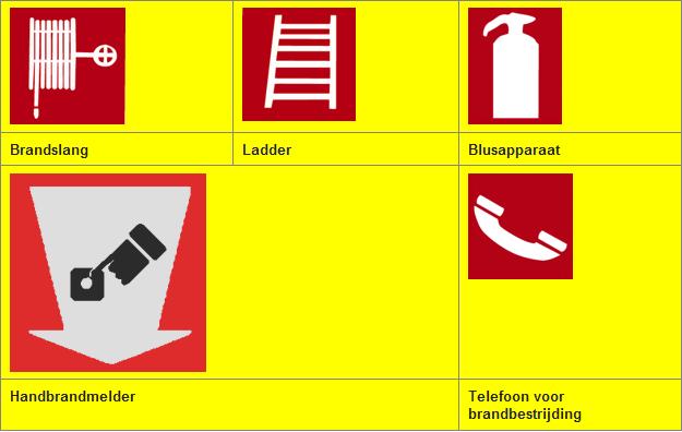 Daarin een wit symbool De algemene betekenis van de borden voor brandbestrijdingsmiddelen Aangeven waar de brandbestrijdingsmiddelen te vinden