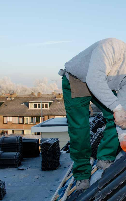 Een groot team van gemotiveerde professionele werknemers voert alle voorkomende werkzaamheden aan het complete bouwdeel dak uit, van goot tot schoorsteen.