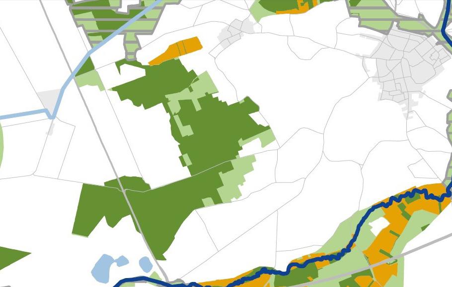 INVENTARISATIE Ten noordwesten van het plangebied ligt de EHS met bossen en houtsingels als verbindingszone.