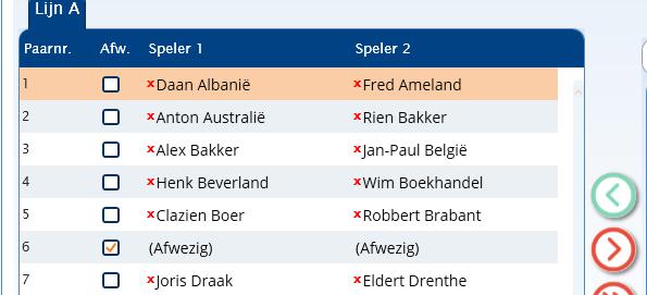 60 Workshop NBBR versie 4.2, module I en II, okt 18 16.1.3.1 Vervanging U klikt op x bij de te vervangen speler(s).