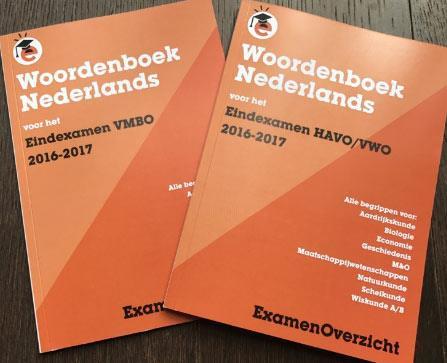 'Woordenboek Nederlands' als hulpmiddel bij het eindexamen Een eendelig verklarend woordenboek Nederlands is toegestaan bij alle schriftelijke examens.