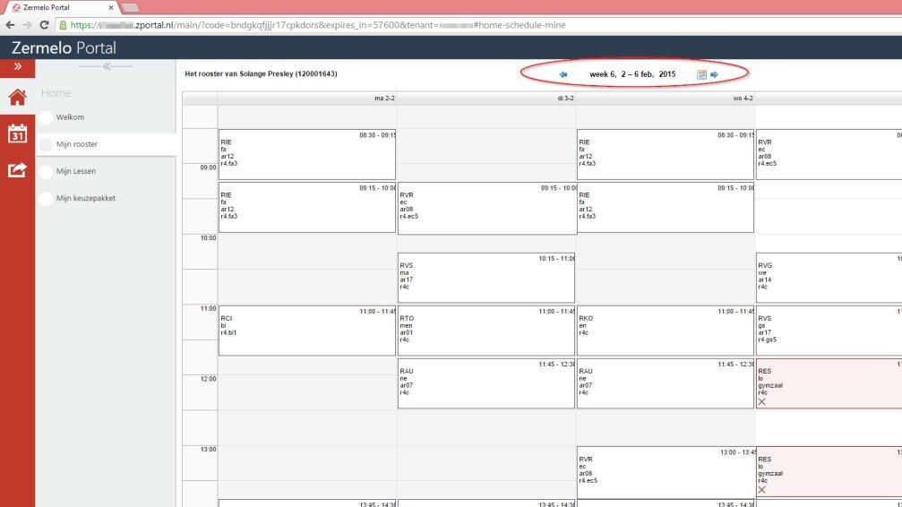 Mijn Rooster In het Mijn Rooster scherm zie je een rasterweergave van je eigen rooster. Het scherm opent zich in de huidige week.
