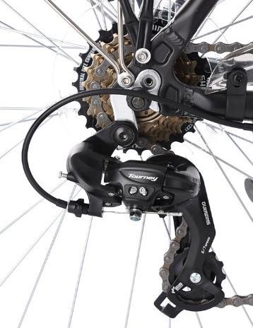 Derailleur versnellingen afstellen Voor het afstellen van de achterderailleur, volgt u de onderstaande stappen.: Schakel naar de laagste versnelling (versnelling 1).