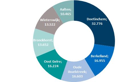 Zo is in Doetinchem zakelijke dienstverlening een van de drie belangrijkste sectoren, terwijl de landbouw belangrijk is in Berkelland en Bronckhorst.