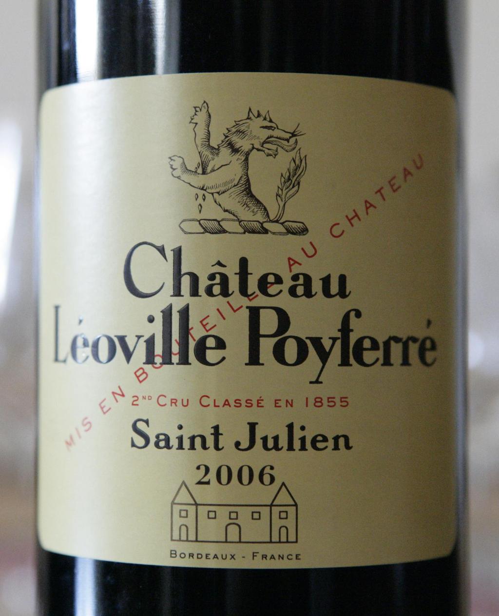 ****- Château Léoville Poyferré 2006 magnum Blend van 73 % cabernet sauvignon, 21 % merlot en 6 % petit verdot. Zeer diepe kleur.