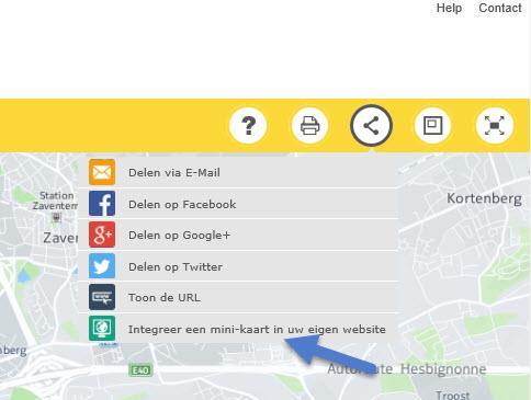 Stap 3. Een pop-up toont de broncode van de mini-kaart Stap 4.