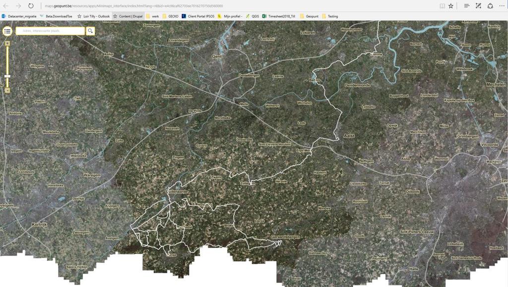 Stap 5. Voorbeeldweergave mini-kaart Gebruik CTRL-C om de HTML-code te kopiëren, open deze in een nieuwe tab en inkorten tot (doorstreepte zaken verwijderen) <iframe src="https://maps.geopunt.