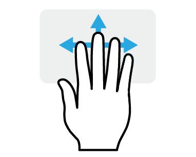 Het Precision Touchpad gebruiken - 19 Vegen met vier vingers Veeg met vier vingers over het touchpad. Veeg omhoog om [Task View] (Taakweergave) te openen.