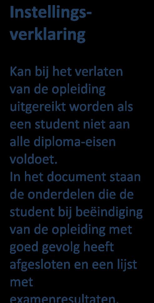 In het document staan de onderdelen die de student bij beëindiging van de opleiding met goed gevolg heeft afgesloten en een lijst met examenresultaten.