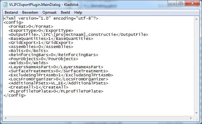 10 / 35 Figuur 5: VL.IFCExportPlugin.MainDialog 2.2.1. Aanpassingen Bij een aanpassing van het VL.IFCExportPlugin.MainDialog.xml bestand dient het bestand gekopieerd te worden.