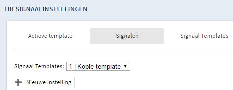 Daaronder kiest u, onder het kopje Signaleringen, voor 'HR Signaalinstellingen'. Als u een nieuwe signalering aan wilt maken, gaat u naar het tabblad Signalen.