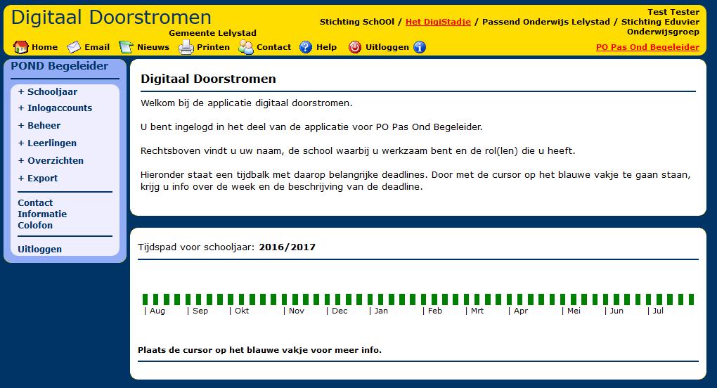 5. Als het inloggen gelukt is verschijnt onderstaand scherm: 6.