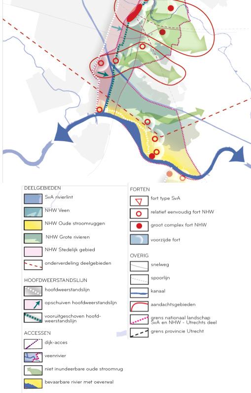 Afbeelding 6.8 Uitsnede Utrechtse Ambitiekaart Waterlinies (provincie Utrecht, 2011).