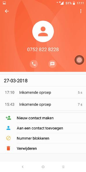 3.2 Gesprekken U kunt de oproeplog openen door op het belscherm aan te raken om gemiste oproepen, uitgaande oproepen en inkomende oproepen weer te geven.