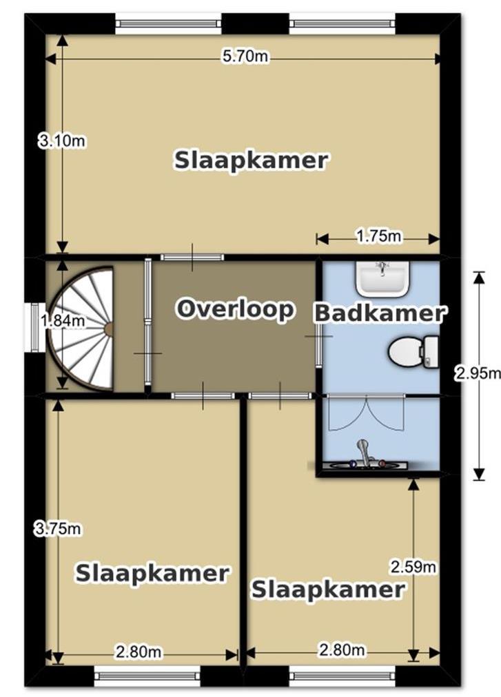 Plattegrond eerste verdieping De tekening is met zorg