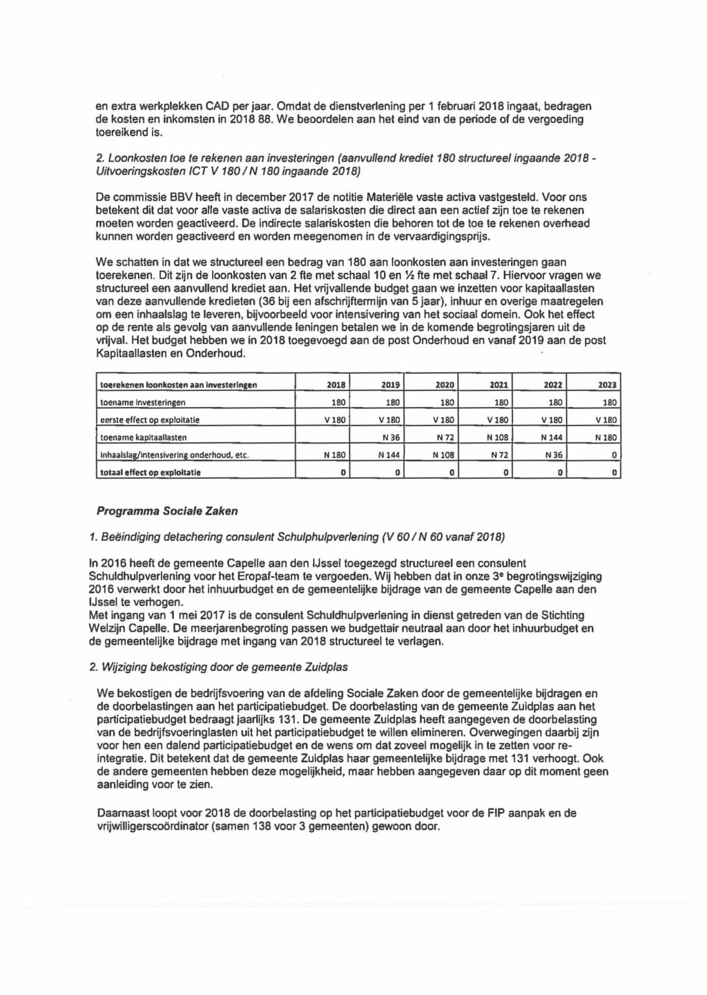 en extra werkplekken CAD per jaar. Omdat de dienstverlening per 1 februari ingaat, bedragen de kosten en inkomsten in 88. We beoordelen aan het eind van de periode of de vergoeding toereikend ís. 2.