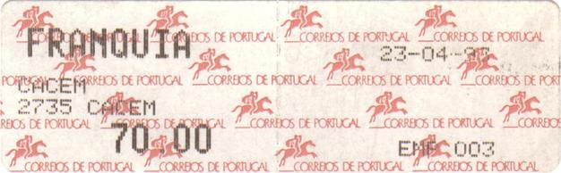 Eind 1992 is het logo in de onderdruk weer gewijzigd met aanzienlijk minder postruiters (afb.7). De afbeeldingen hebben een bruin-paarse kleur.