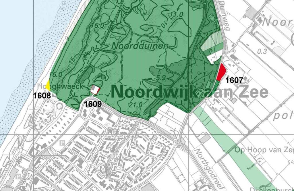 toevoegen als 'bestaande natuur en prioritaire nieuwe natuur') 1609 Noordwijk: Northgodreef (perceelsgrenzen corrigeren) 1610 Noordwijk: Coepelduin