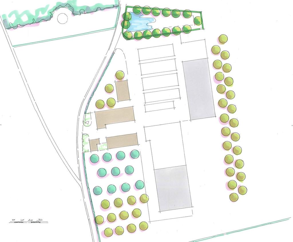 HERZIEN BEPLANTINGSPLAN - 1:1250 Het beplantingsplan omvat op grond van het voorafgaande de navolgende elementen; H1 gemengde hagen, V1 hoogstamfruit, V2