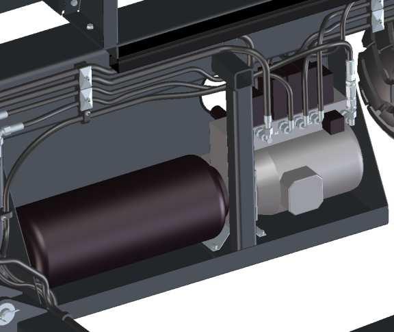 afstandsbediening Hydraulische pomp Volledig verborgen binnenin de machine Druppelplaat eronder om te