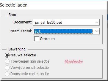 1. Open ps_val_les10. (hierop werken we verder zit een selectie in.) 2. Shift + CTRL + N (nieuwe laag) 3.