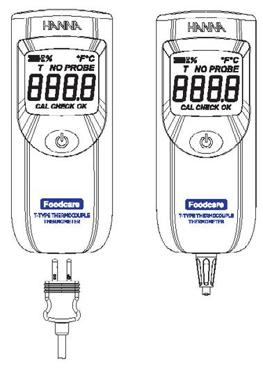 SPECIFICATIES HI935004 & HI935008 FC767PW T-thermokoppel sonde voor HI935004 Voldoet aan de EN13485-standaard Vaste T-thermokoppel sonde voor HI935008 Aanduiding resterende batterijspanning / lage