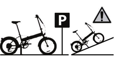 De fiets moet met de standaard op een vlakke ondergrond staan of in een fietsenrek.