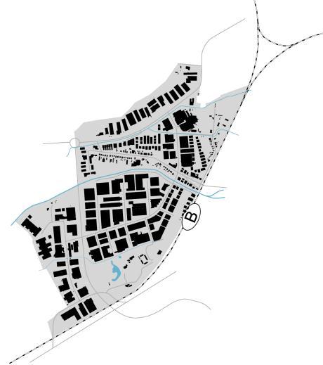 Morfologie Het bedrijventerrein wordt morfologisch geïntegreerd in het stadsweefsel van Aarschot: Tussen Demer en Ter Heidelaan: kleinschalige morfologie (met uitzondering van de Nijverheidslaan) als