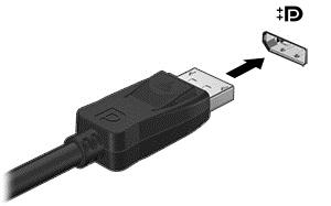 U sluit een video- of audioapparaat als volgt aan op de DisplayPort: 1. Sluit het ene uiteinde van de DisplayPort-kabel aan op de DisplayPort van het optionele dockingapparaat. 2.