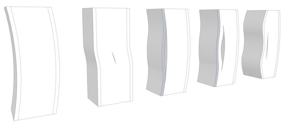 Sandwich Figure 43: From left to right: Euler buckling; crimp; three types of wrinkling ( based on [3]) Here it is stated that the nature of a sandwich structure leads to a multiplicity of possible