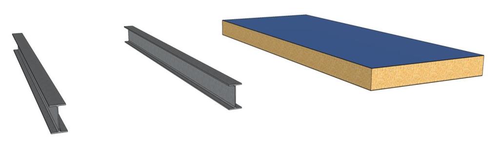 Sandwich 2 steel beams (option 1) Sandwich panel (option 2) Parameter symbol, unit Option 1 Option 2 Moment of inertia I, mm 4 116860000 Bending rigidity (EI) D, Nmm 2 1.