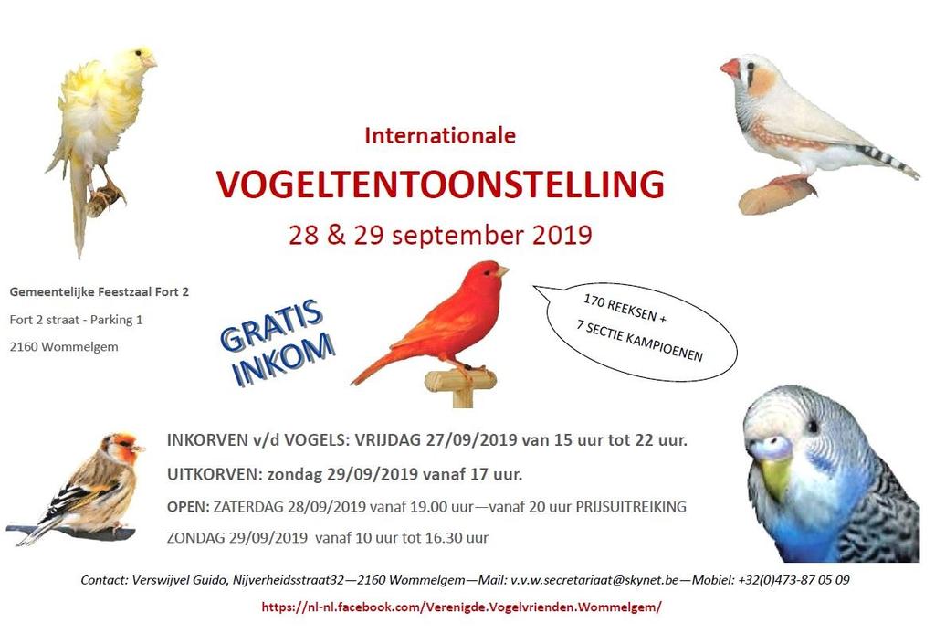 DE CLCC organiseert in Waremme (Borgworm) Van 16 tot 20 oktober 2019 haar 41 ste TENTOONSTELLING VAN KLEURKANARIES WAREMME in CENTRE SPORTIF LEBURTON, Rue des PRÉS,43 1790 vogels in 2018 Meer dan