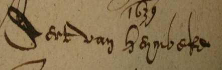 3. Jan van Heymbeeck ca 1586. 4. Maria van Heymbeeck ca 1588. 5. Steven van Heymbeeck ca 1590. 6. Anna van Heymbeeck ca 1592. x (Jette 22 oktober 1624) Roeland de Pauw.