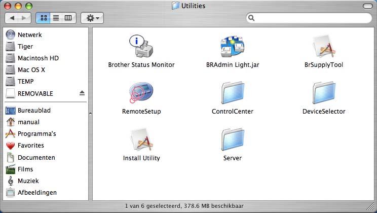 Voor netwerkgebruikers 2 Hulpprogramma BRAdmin Light (voor Mac OS X) BRAdmin Light is een hulpprogramma voor de initiële configuratie van Brother-apparaten die op het netwerk zijn aangesloten.