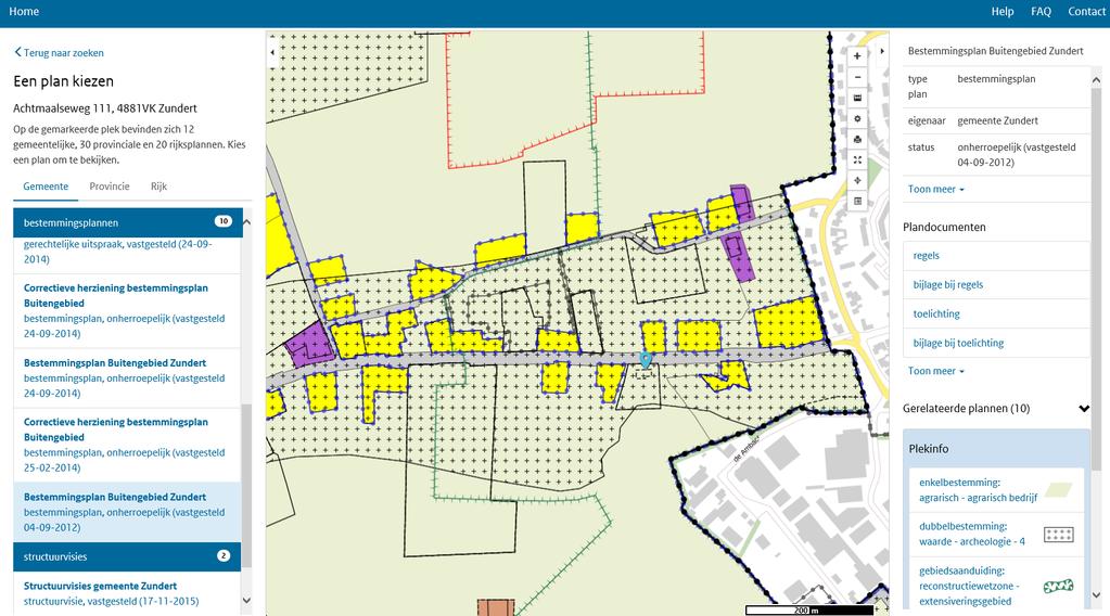 Voor adressen waar een wijzigingsplan geldt, of adressen die in één van de herzieningen zijn meegenomen, geeft de kaart van het originele Bestemmingsplan Buitengebied Zundert geen correcte informatie.