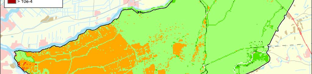 Figuur 61: LIR in dijkringgebied 16 na uitvoering Ruimte voor de Rivier maatregelen (boven) en wanneer