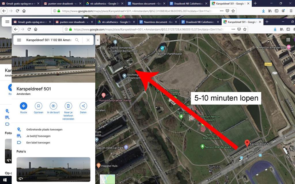 Het is slechts 5-10 minuten lopen vanaf sportpark Bijlmer naar het sportcentrum Bijlmer Informatie De toeschouwers krijgen informatie via onze social media platformen: Instagram: @calisthenicsbond