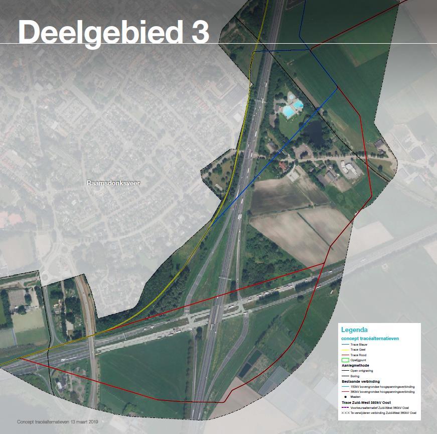 PAGINA 7 van 14 5. Deelgebied 3 Tijdens het ontwerpatelier zijn in deelgebied 3 twee tracéalternatieven ontstaan, namelijk Geel en Blauw.
