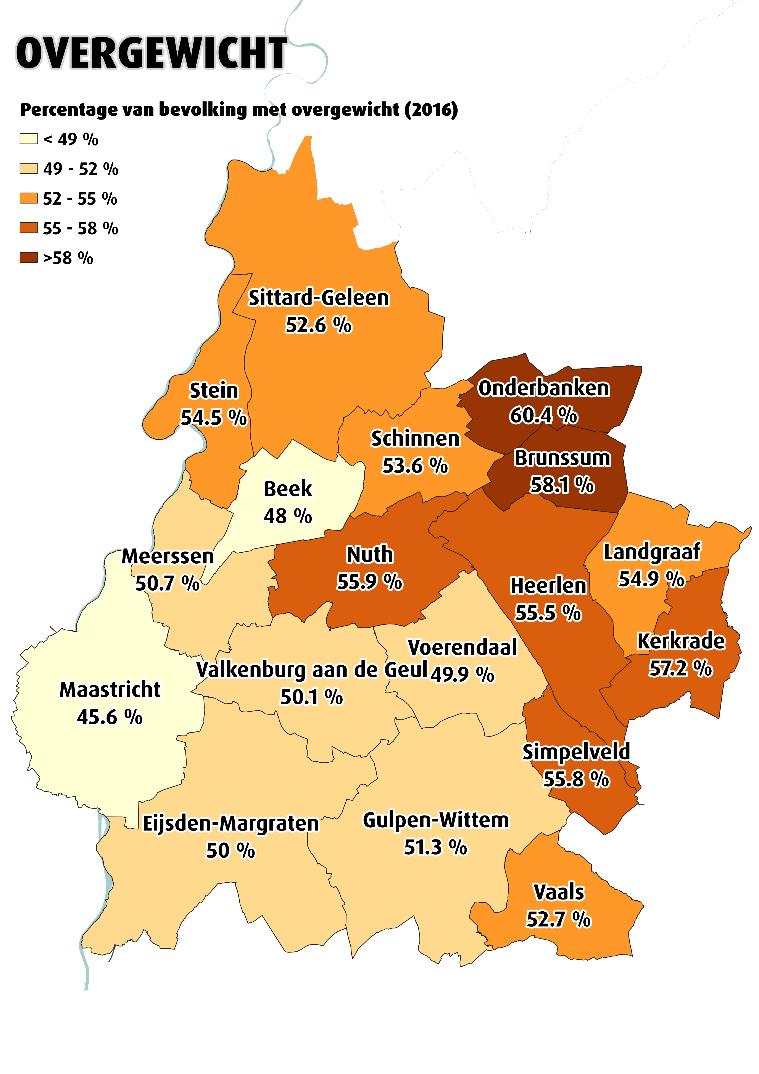 5. Sociale inclusie/gezonde wijken Trends en ontwikkelingen Vergrijzing manifesteert zich het sterkst in het Heuvelland Overgewicht speelt het meest in Parkstad In de steden meer mensen afhankelijk