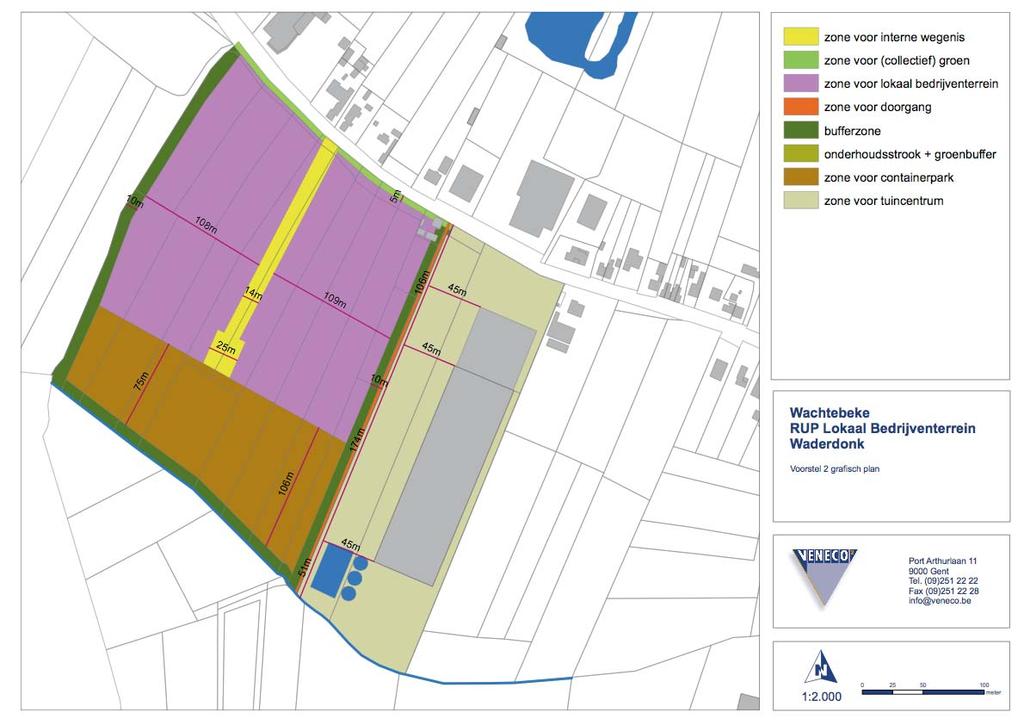 Veneco 2 werkte op vraag van de gemeente twee scenario s uit : 1. containerpark en bedrijventerrein zijn van elkaar gescheiden door het bestaande serrebedrijf Illona; 2.