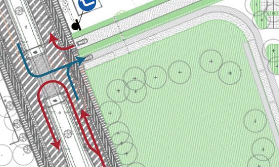 fietsers en fietsas Leesbaarheid Duidelijke ingang parking creëren Leesbaarheid in- en uitrit parking vs begraafplaats Verkeersafwikkeling Vermijden