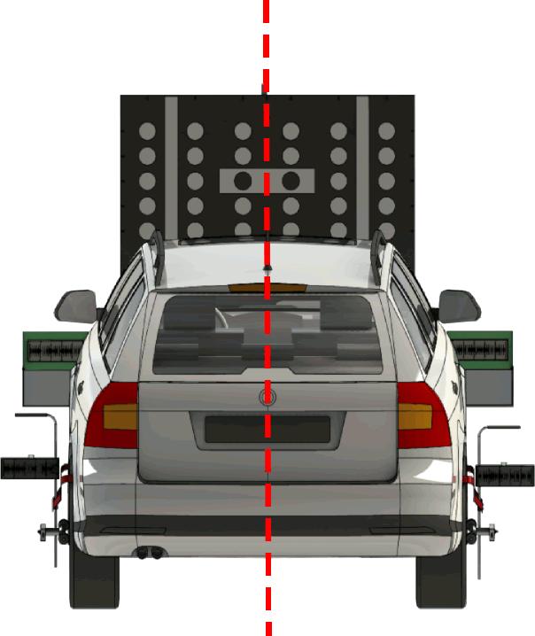 Werken met de Positioneer het CSC-paneel parallel ten opzichte van de achteras van het voertuig 6. Stappen 4 + 5 uitvoeren voor de tweede lasermodule. 7.