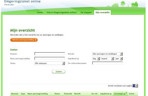 1. Log in met uw DigiD op www.omgevingsloket.nl. Heeft u geen DigiD? Vraag deze dan aan via www.digid.nl. 2.