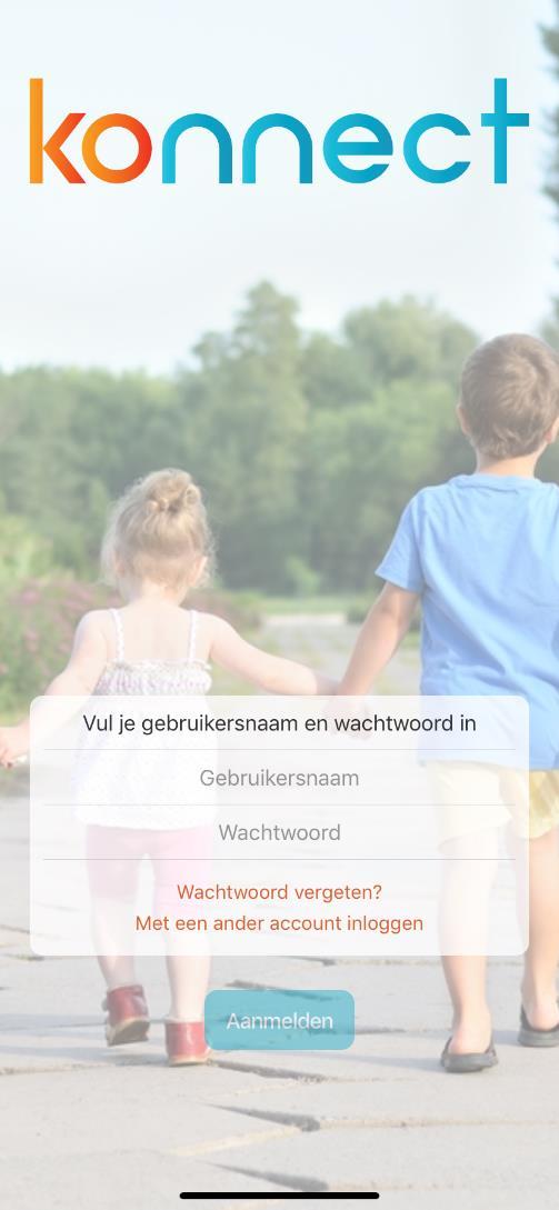 2. Gebruik van de app Wanneer je als ouder aangesloten bent bij een organisatie die gebruik maakt van app van Konnect dan heb je inloggegevens ontvangen om in te loggen op de app.