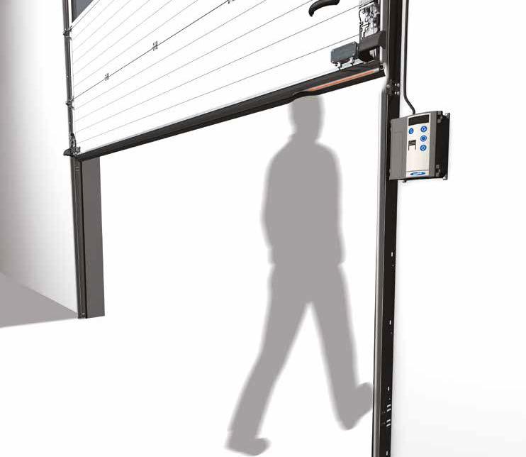 Standaard onderloopbeveiliging De onderloopbeveiliging is met een zender en ontvanger geïntegreerd in het afdichtings-rubber van de deur.